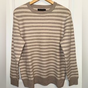 Christian Lacroix Tan and Cream 100% Extrafine Merino Wool Crewneck Sweater
